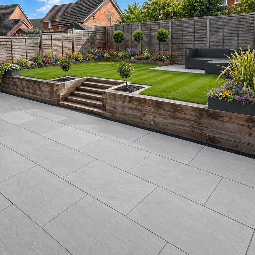 Porcelain patio installation work in the UK
